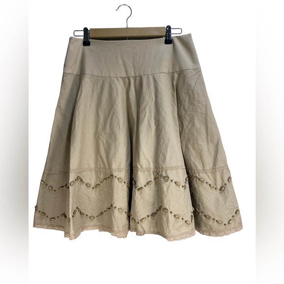 Nine West Dresses & Skirts - Nine West Boho‎ Flared Skirt Size 6 Cotton Lined Beaded A-Line